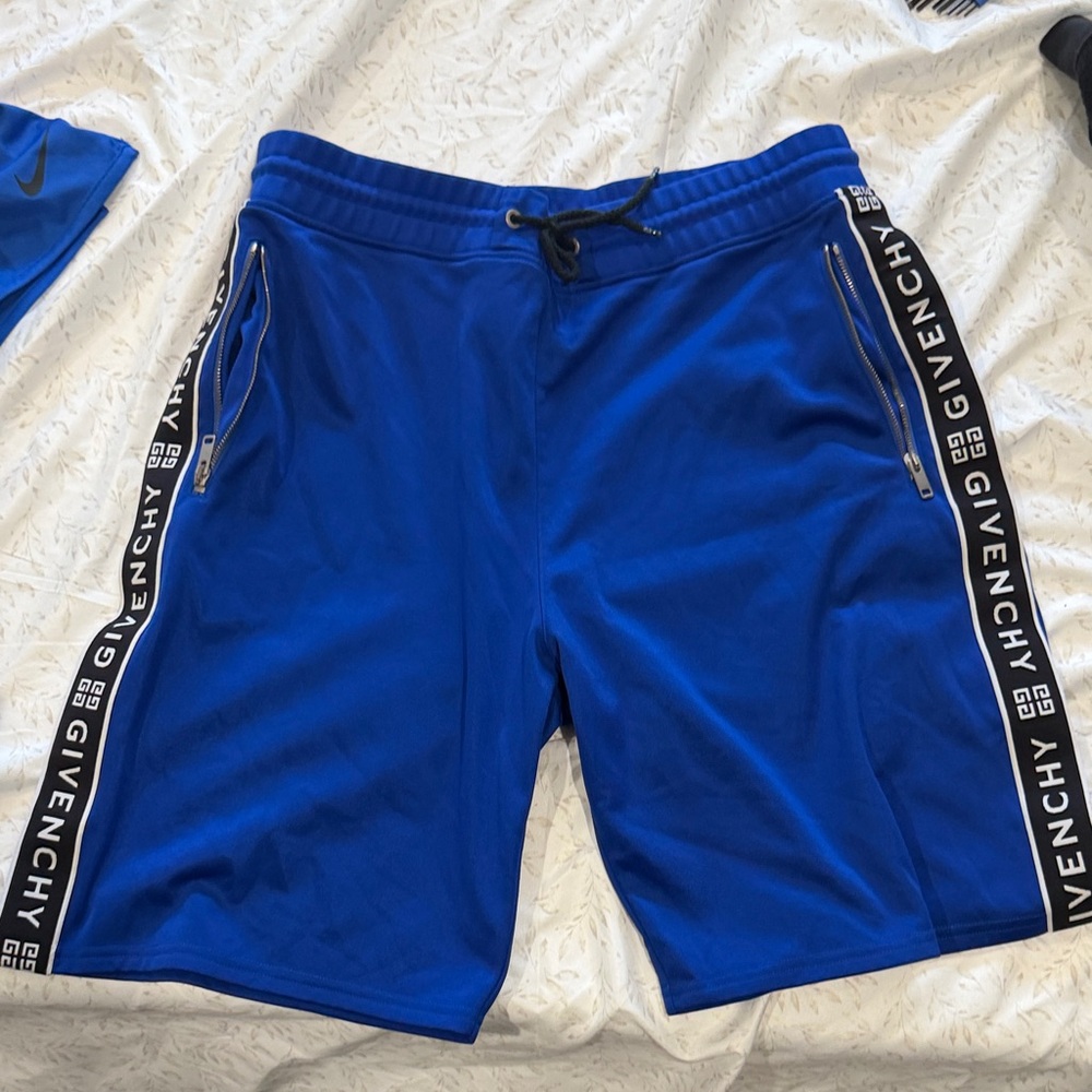 Givenchy Royal Blue Logo-Strip Athletic Shorts